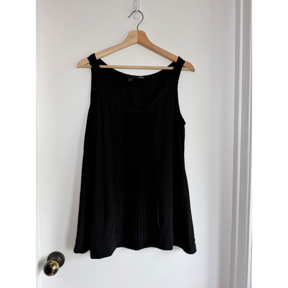 Eileen Fisher Tops - Eileen Fisher Womens Black 100% Silk Pleated Front Scoop Neck Tank Top, Medium